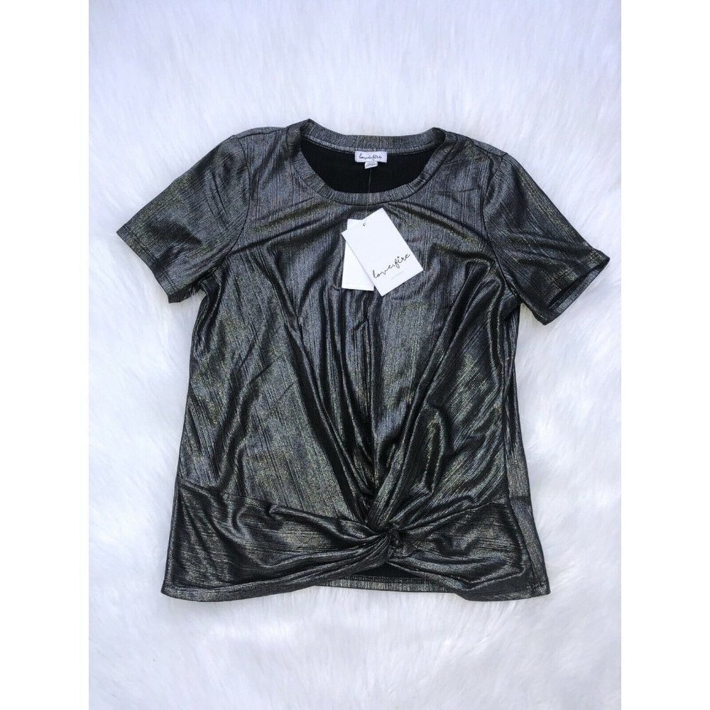Love Fire Top Girl Size M Metalic Twist Front Top